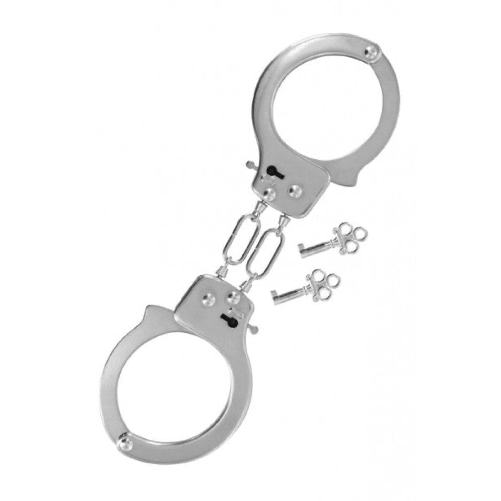 Menottes métal jeu coquin - Accessoire BDSM sensuel Secrets de Geishaa