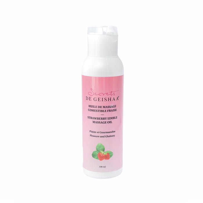 Huile de massage comestible et chauffante à la fraise Secrets de geishaa