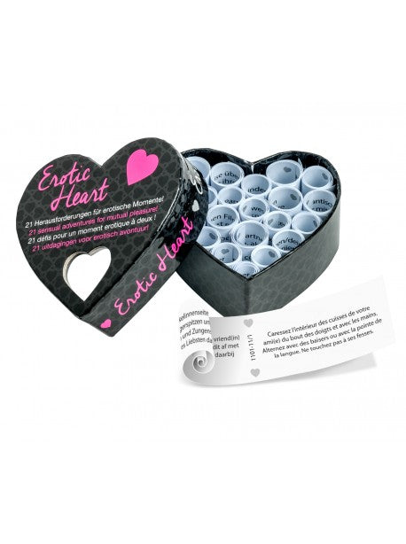 Mini coeur avec 21 défis coquins.